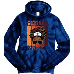 Afro Black Scrub Queen Nurses Day Black History Month Tie Dye Hoodie