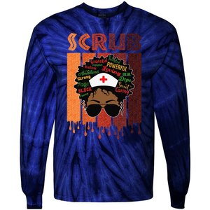 Afro Black Scrub Queen Nurses Day Black History Month Tie-Dye Long Sleeve Shirt