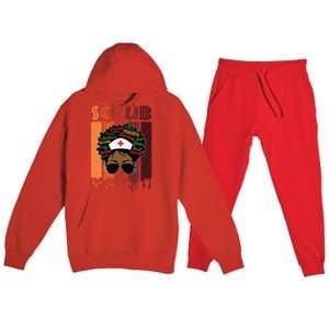 Afro Black Scrub Queen Nurses Day Black History Month Premium Hooded Sweatsuit Set