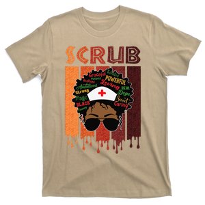 Afro Black Scrub Queen Nurses Day Black History Month T-Shirt