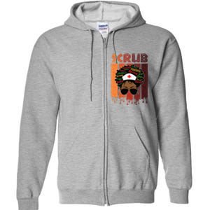 Afro Black Scrub Queen Nurses Day Black History Month Full Zip Hoodie