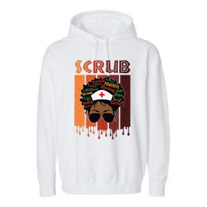 Afro Black Scrub Queen Nurses Day Black History Month Garment-Dyed Fleece Hoodie