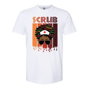 Afro Black Scrub Queen Nurses Day Black History Month Softstyle CVC T-Shirt