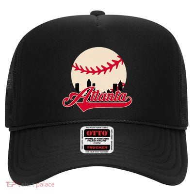 Atlanta Baseball Skyline Georgia Atlanta High Crown Mesh Back Trucker Hat