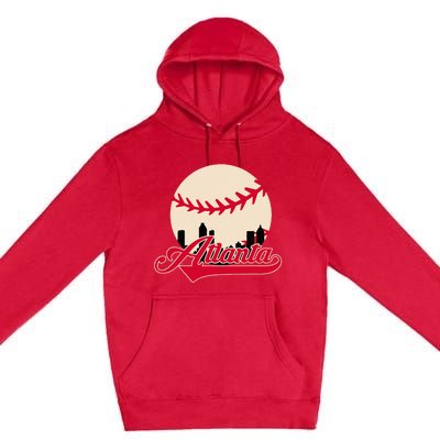 Atlanta Baseball Skyline Georgia Atlanta Premium Pullover Hoodie