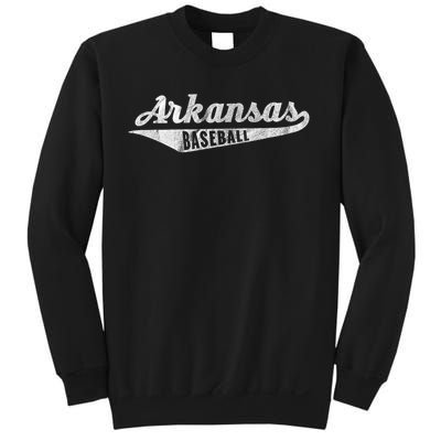 Arkansas Baseball Script Vintage Distressed Sweatshirt