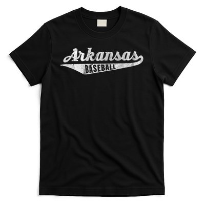 Arkansas Baseball Script Vintage Distressed T-Shirt