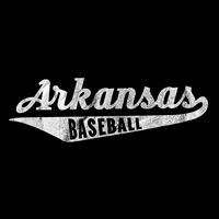 Arkansas Baseball Script Vintage Distressed Button