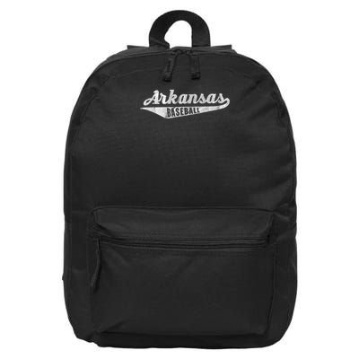 Arkansas Baseball Script Vintage Distressed 16 in Basic Backpack