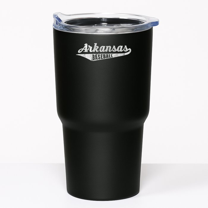 Arkansas Baseball Script Vintage Distressed Tumbler