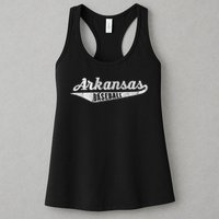 Arkansas Baseball Script Vintage Distressed Womens Tank Top