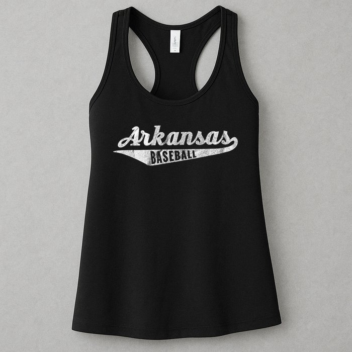 Arkansas Baseball Script Vintage Distressed Womens Tank Top