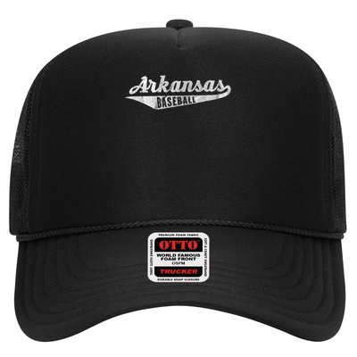 Arkansas Baseball Script Vintage Distressed Trucker Hat