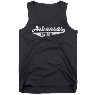 Arkansas Baseball Script Vintage Distressed Tank Top