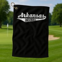 Arkansas Baseball Script Vintage Distressed Golf Towel