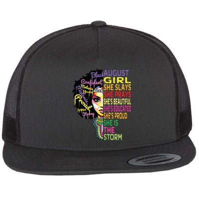 August Birthday Shirts For Women Queens Were Born In August Flat Bill Trucker Hat