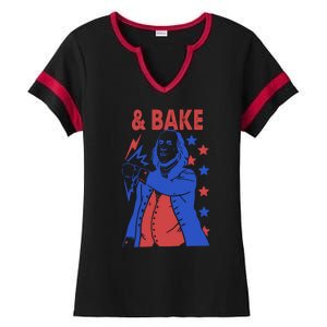 And Bake Shake And Bake Couples Matching 4th Of July Ladies Halftime Notch Neck Tee