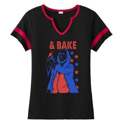 And Bake Shake And Bake Couples Matching 4th Of July Ladies Halftime Notch Neck Tee