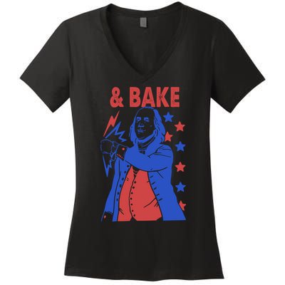 And Bake Shake And Bake Couples Matching 4th Of July Women's V-Neck T-Shirt