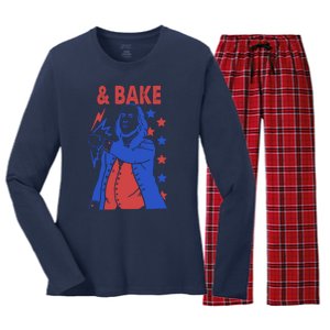 And Bake Shake And Bake Couples Matching 4th Of July Women's Long Sleeve Flannel Pajama Set 