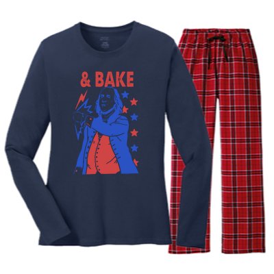 And Bake Shake And Bake Couples Matching 4th Of July Women's Long Sleeve Flannel Pajama Set 