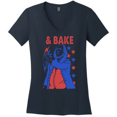 And Bake Shake And Bake Couples Matching 4th Of July Women's V-Neck T-Shirt