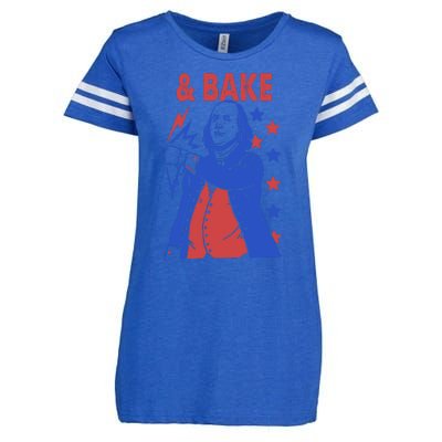 And Bake Shake And Bake Couples Matching 4th Of July Enza Ladies Jersey Football T-Shirt