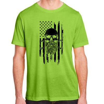 American Bearded Skull And Crossbones Flag 4th Of July Cool Gift Adult ChromaSoft Performance T-Shirt