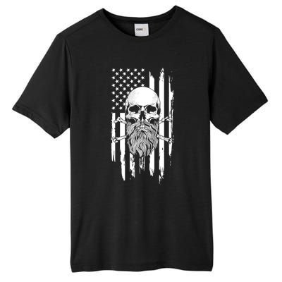 American Bearded Skull And Crossbones Flag 4th Of July Cool Gift Tall Fusion ChromaSoft Performance T-Shirt