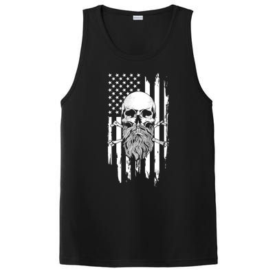 American Bearded Skull And Crossbones Flag 4th Of July Cool Gift PosiCharge Competitor Tank