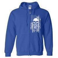 American Bearded Skull And Crossbones Flag 4th Of July Cool Gift Full Zip Hoodie