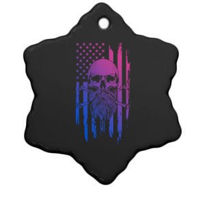 American Bearded Skull And Crossbones Flag 4th Of July Cute Gift Ceramic Star Ornament