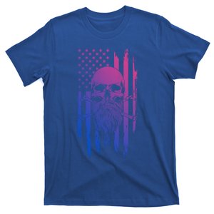 American Bearded Skull And Crossbones Flag 4th Of July Cute Gift T-Shirt