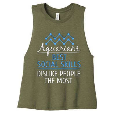 Aquarians Best Social Skills Aquarius Horoscope Zodiac Gift Women's Racerback Cropped Tank