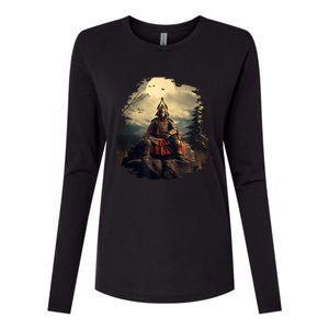 Anchor Blue Samurai Womens Cotton Relaxed Long Sleeve T-Shirt