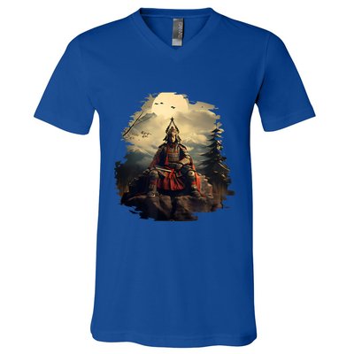 Anchor Blue Samurai V-Neck T-Shirt