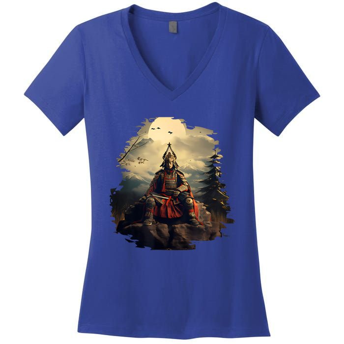 Anchor Blue Samurai Women's V-Neck T-Shirt