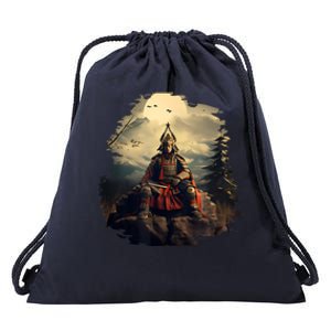 Anchor Blue Samurai Drawstring Bag