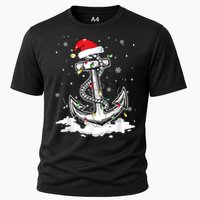 Anchor Boating Sailing Christmas Santa Hat Lights Funny Cooling Performance Crew T-Shirt