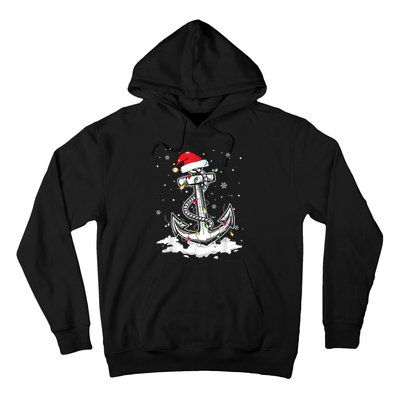 Anchor Boating Sailing Christmas Santa Hat Lights Funny Hoodie