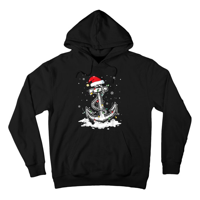 Anchor Boating Sailing Christmas Santa Hat Lights Funny Hoodie