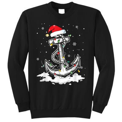 Anchor Boating Sailing Christmas Santa Hat Lights Funny Sweatshirt