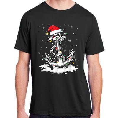 Anchor Boating Sailing Christmas Santa Hat Lights Funny Adult ChromaSoft Performance T-Shirt