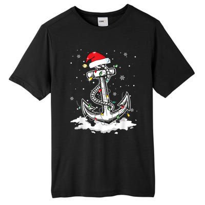 Anchor Boating Sailing Christmas Santa Hat Lights Funny Tall Fusion ChromaSoft Performance T-Shirt