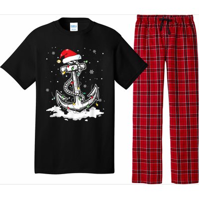 Anchor Boating Sailing Christmas Santa Hat Lights Funny Pajama Set