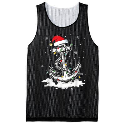 Anchor Boating Sailing Christmas Santa Hat Lights Funny Mesh Reversible Basketball Jersey Tank