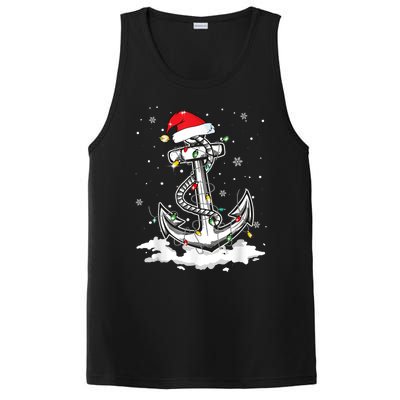 Anchor Boating Sailing Christmas Santa Hat Lights Funny PosiCharge Competitor Tank