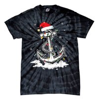 Anchor Boating Sailing Christmas Santa Hat Lights Funny Tie-Dye T-Shirt