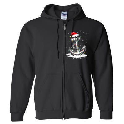 Anchor Boating Sailing Christmas Santa Hat Lights Funny Full Zip Hoodie