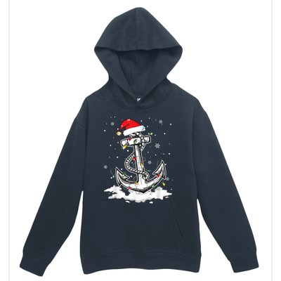 Anchor Boating Sailing Christmas Santa Hat Lights Funny Urban Pullover Hoodie